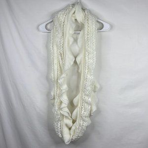 ACE Fashion Cream Ruffled Infinity Scarf